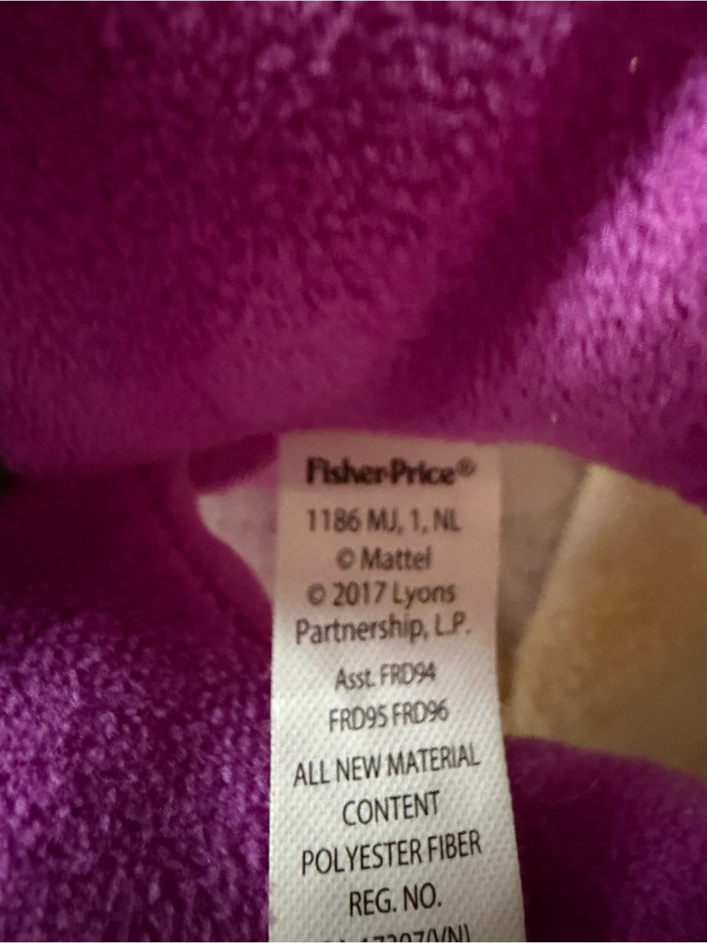 Fisher-Price Barney “I Love You” Dinosaur Plush Stuffed Toy Purple Green Vintage - Picture 7 of 7